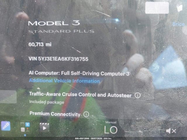 2019 TESLA MODEL 3 LONG RANGE/MID RANGE/STANDARD RANGE/STANDARD RANGE PLUS 7