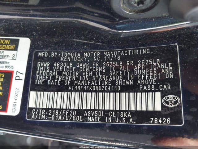 2017 TOYOTA CAMRY SE 9