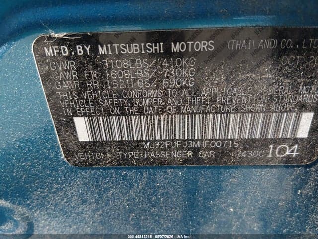 2021 MITSUBISHI MIRAGE G4 CARBONITE EDITION/ES/LE 9
