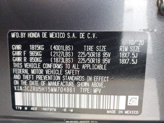 2021 HONDA HR-V 2WD SPORT 9