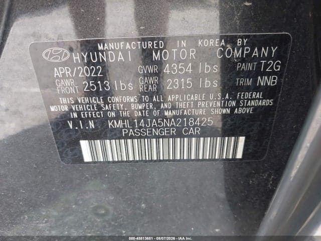 2022 HYUNDAI SONATA SEL 9