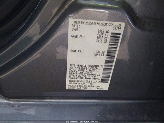 2019 NISSAN ALTIMA 2.5 S 9