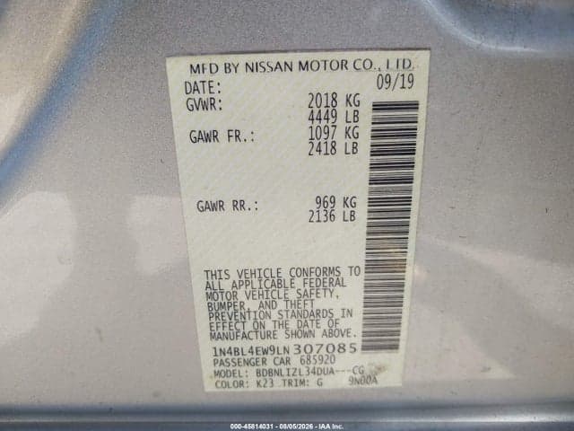 2020 NISSAN ALTIMA SL INTELLIGENT AWD 9