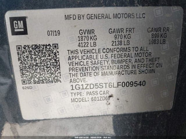 2020 CHEVROLET MALIBU FWD LT 9