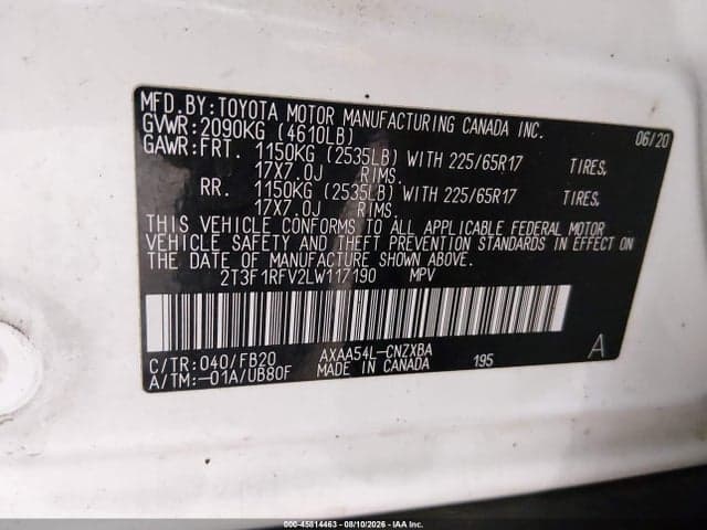 2020 TOYOTA RAV4 LE 9
