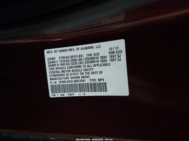 2018 HONDA ODYSSEY EX 9