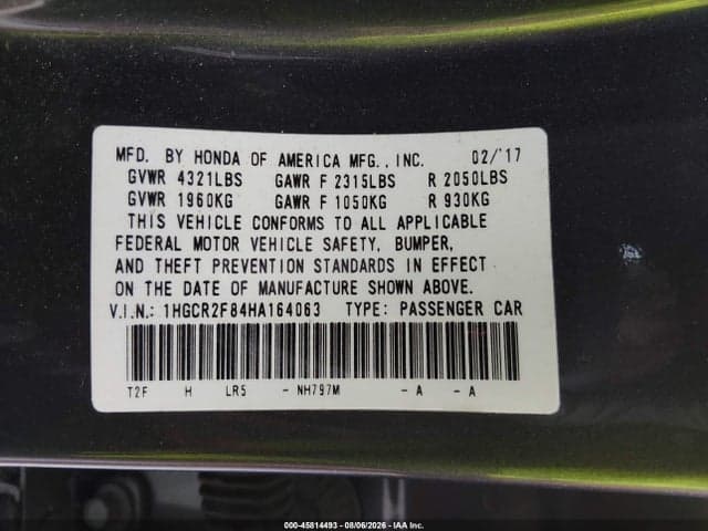 2017 HONDA ACCORD EX-L 9