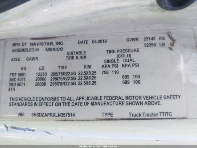 2020 INTERNATIONAL LT 8