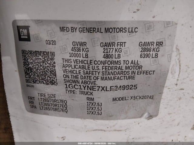 2020 CHEVROLET SILVERADO 2500HD 4WD STANDARD BED LT 9