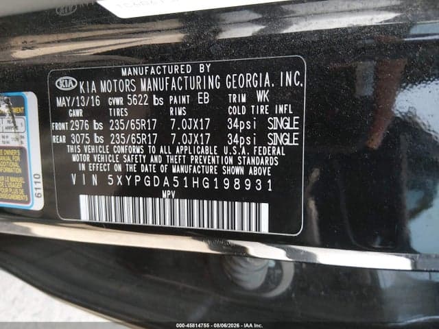 2017 KIA SORENTO 3.3L LX 9