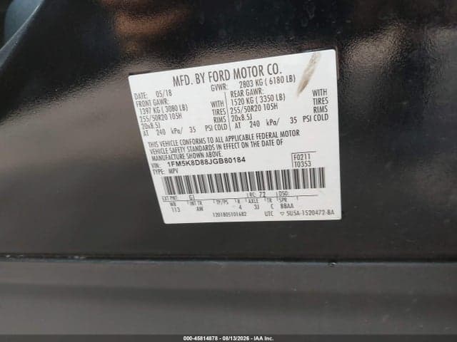 2018 FORD EXPLORER XLT 9