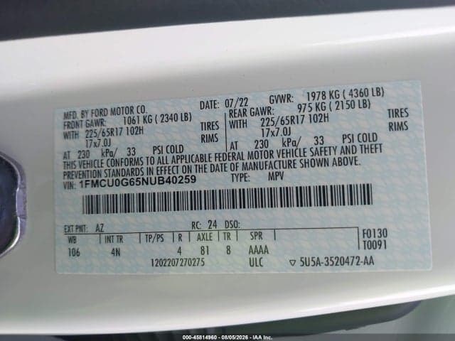 2022 FORD ESCAPE SE 9