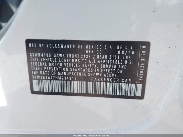 2017 VOLKSWAGEN JETTA 1.4T S 9