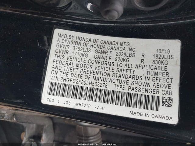2020 HONDA CIVIC SPORT 9
