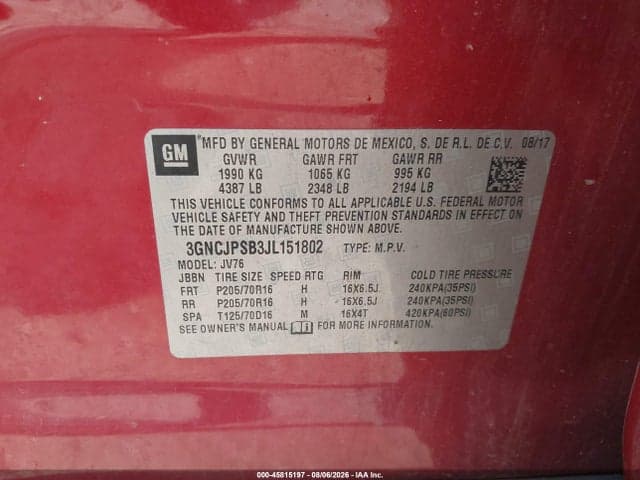 2018 CHEVROLET TRAX LT 9