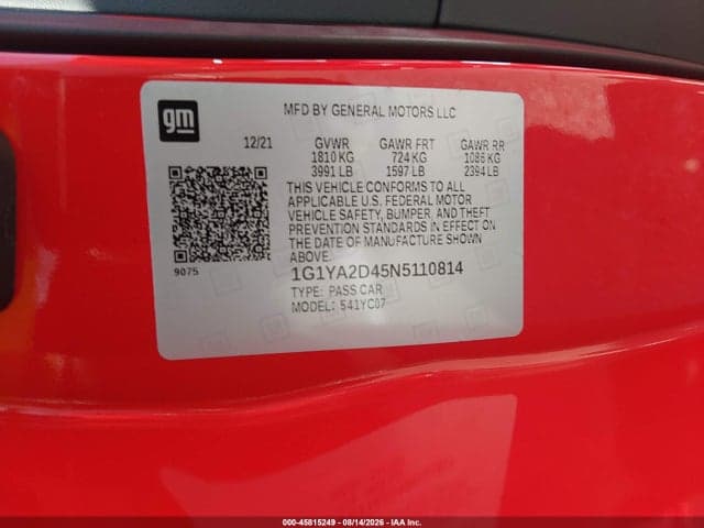 2022 CHEVROLET CORVETTE 1LT 9