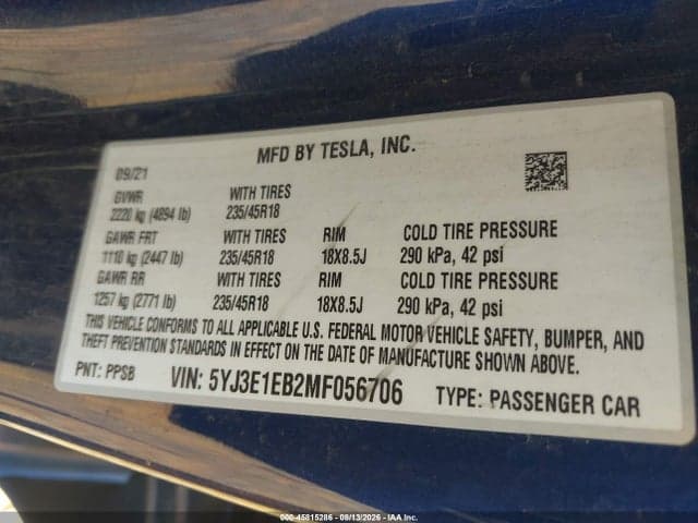 2021 TESLA MODEL 3 LONG RANGE DUAL MOTOR ALL-WHEEL DRIVE 9