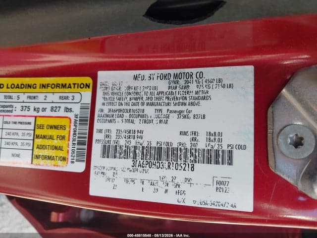 2020 FORD FUSION SE 9