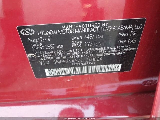 2018 HYUNDAI SONATA SEL 9