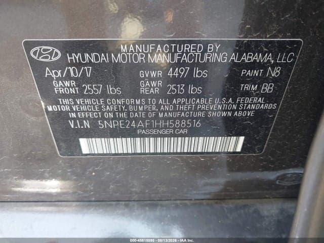 2017 HYUNDAI SONATA SE 9