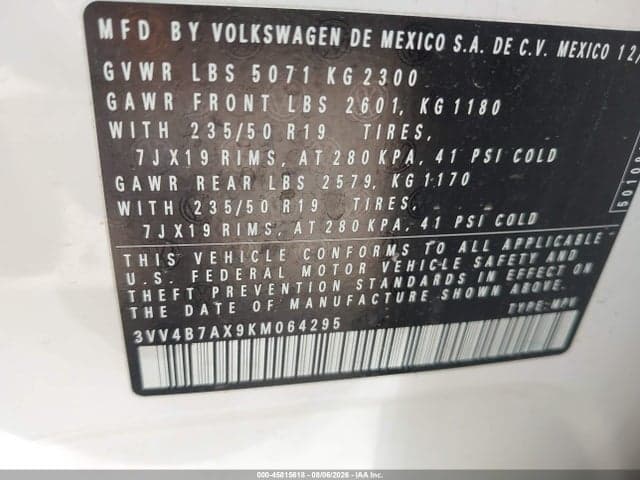 2019 VOLKSWAGEN TIGUAN 2.0T SEL PREMIUM/2.0T SEL PREMIUM R-LINE 9