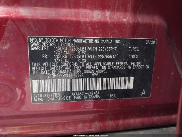 2020 TOYOTA RAV4 LE 9