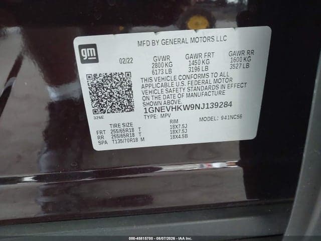2022 CHEVROLET TRAVERSE AWD LT LEATHER 9