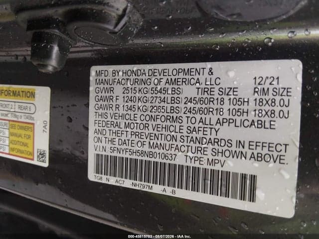 2022 HONDA PILOT 2WD EX-L 9