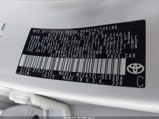 2021 TOYOTA COROLLA SE 9