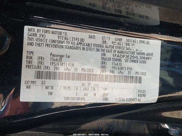 2017 FORD FOCUS S 9