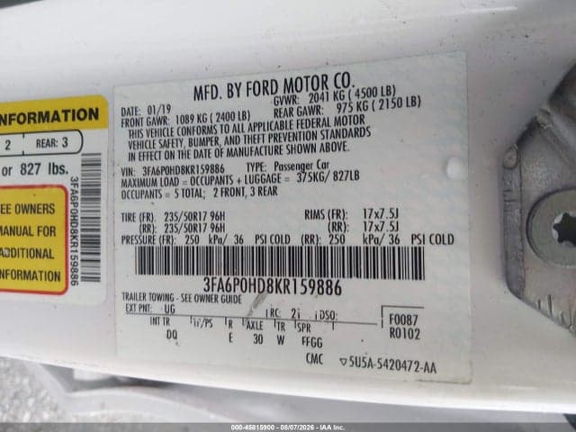 2019 FORD FUSION SE 9