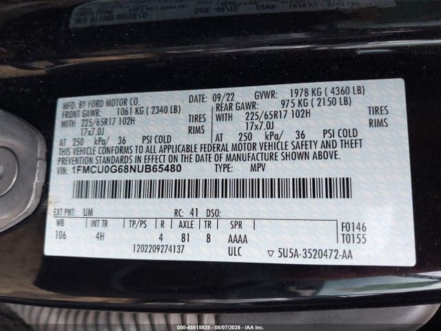 2022 FORD ESCAPE SE 9
