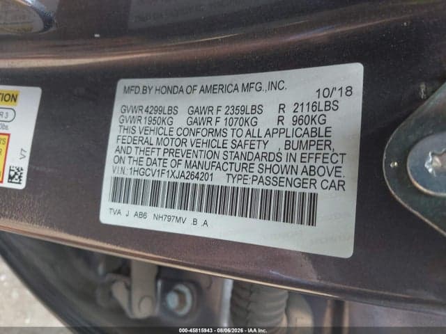 2018 HONDA ACCORD LX 9