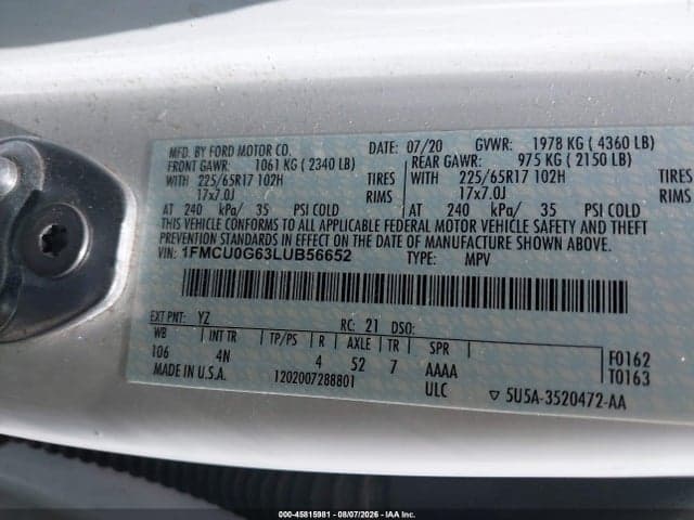 2020 FORD ESCAPE SE 9