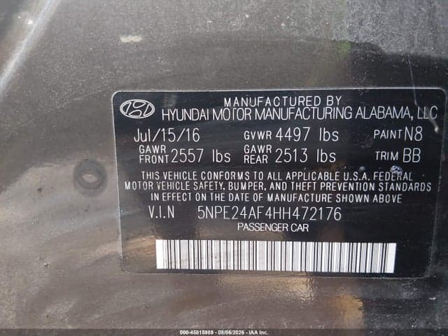2017 HYUNDAI SONATA SE 9