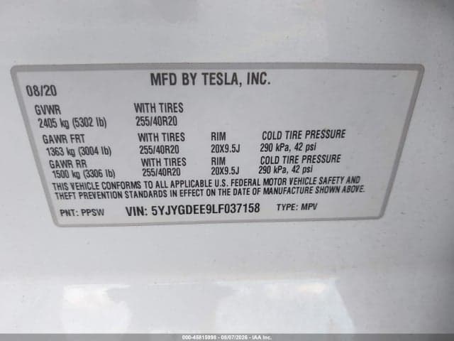 2020 TESLA MODEL Y LONG RANGE DUAL MOTOR ALL-WHEEL DRIVE 9