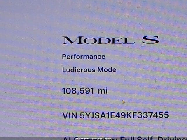 2019 TESLA MODEL S 100D/LONG RANGE/P100D/PERFORMANCE 15