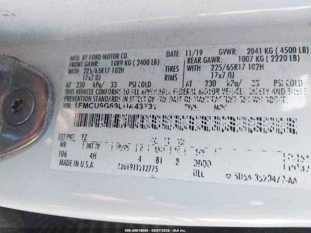 2020 FORD ESCAPE SE 9