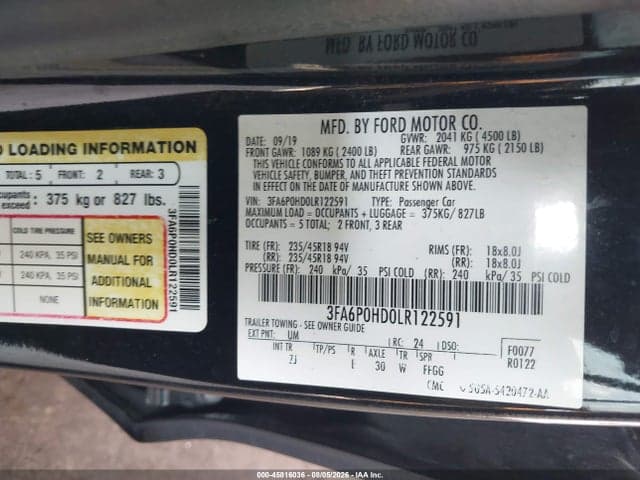 2020 FORD FUSION SE 9