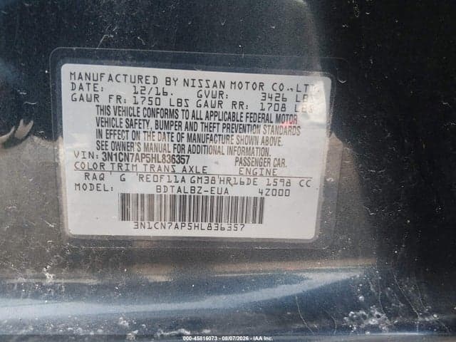 2017 NISSAN VERSA 1.6 SV 9