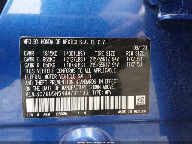 2021 HONDA HR-V 2WD EX 9