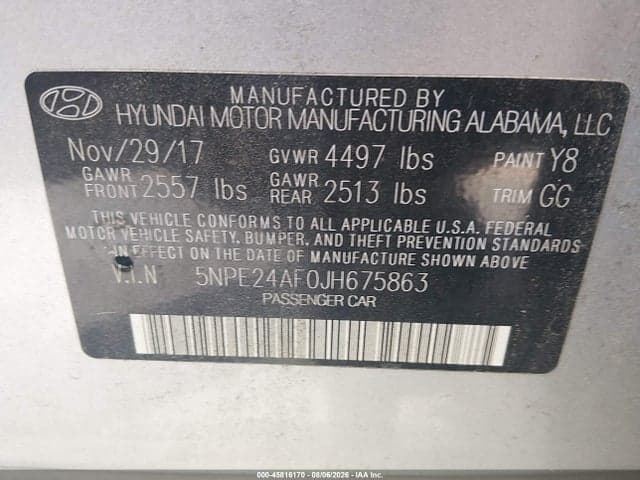 2018 HYUNDAI SONATA SE 9