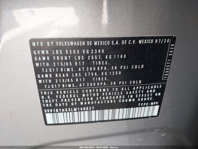 2020 VOLKSWAGEN TIGUAN 2.0T S 9