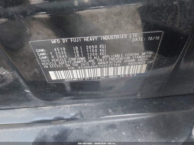 2017 SUBARU LEGACY 2.5I LIMITED 9