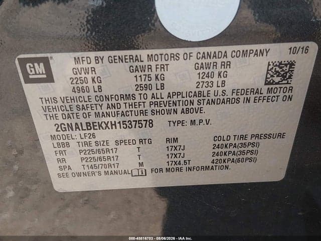 2017 CHEVROLET EQUINOX LS 9
