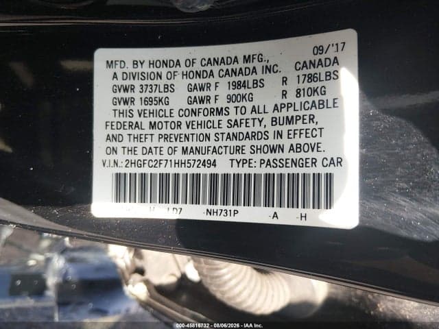 2017 HONDA CIVIC EX 9