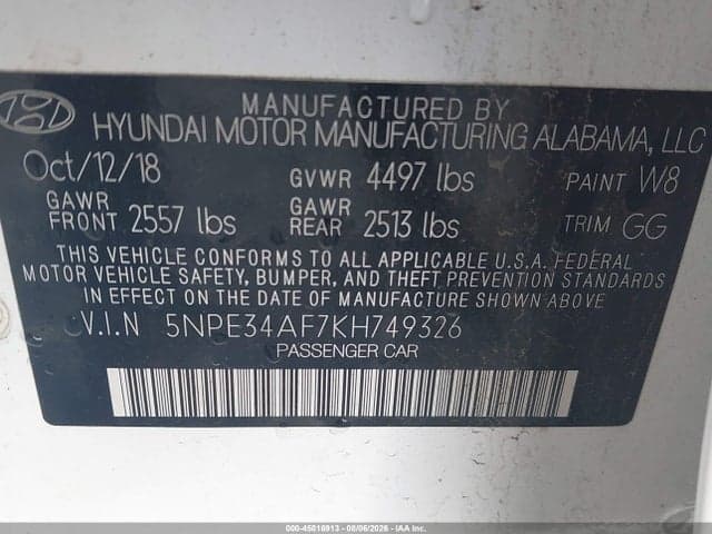 2019 HYUNDAI SONATA SEL 9