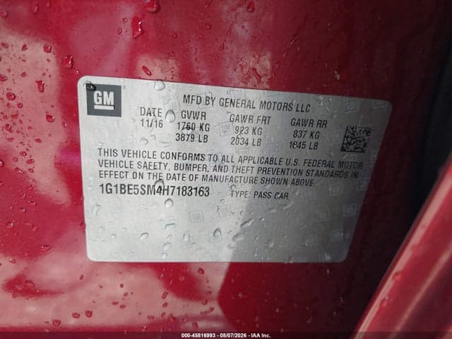 2017 CHEVROLET CRUZE LT AUTO 9