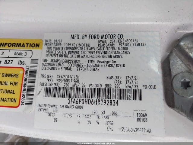 2017 FORD FUSION SE 9