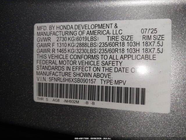 2025 HONDA ODYSSEY EX-L 9